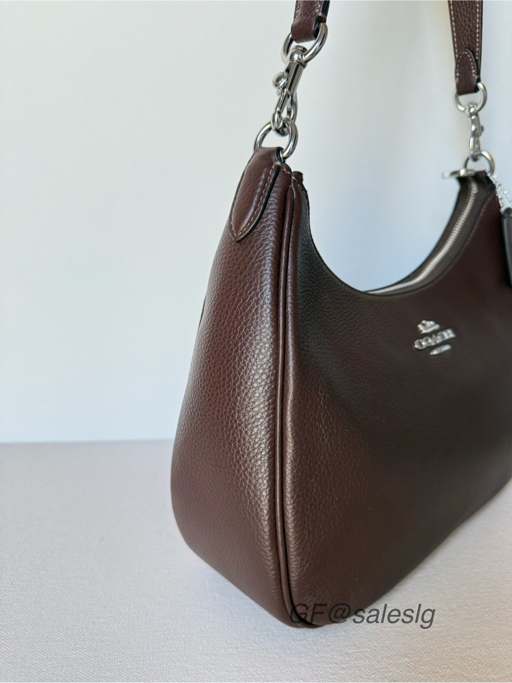 NWT Coach Teri Hobo Shoulder Bag Maple Brown Pebble Leather Silver CV935 - Picture 3 of 16